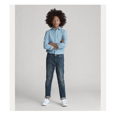 Polo Ralph Laurentil Drenge. 323703283001 Blå Chambray-Skjorte I Bomuld ((M) 8/9años= 140/149cm), Casual, Lange Ærmer, Børnetøj Polo Ralph Laurentil Drenge. 323703283001 Blå Chambray-Skjorte I Bomuld ((M) 8/9años= 140/149cm), Casual, Lange Ærmer, Børnetøj