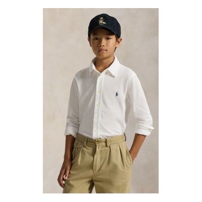 Polo Ralph Laurentil Drenge. 323914506002 Ultralet Hvid Bomuldspiqué-Skjorte ((S) 6/7años= 136/138cm), Casual, Lange Ærmer, Børnetøj Polo Ralph Laurentil Drenge. 323914506002 Ultralet Hvid Bomuldspiqué-Skjorte ((S) 6/7años= 136/138cm), Casual, Lange Ærmer, Børnetøj