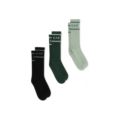 Ea7unisex. 7x000381_af18572 Sæt Med 3 Par Sportsstrømper Grøn, Sort (S-M), Afslappet, Bomuld Ea7unisex. 7x000381_af18572 Sæt Med 3 Par Sportsstrømper Grøn, Sort (S-M), Afslappet, Bomuld