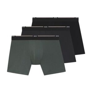 Bosstil Mænd. 50534503 Sæt Med 3 Ensfarvede Boxershorts Sort, Grøn, Grå (S), Afslappet, Bomuld Bosstil Mænd. 50534503 Sæt Med 3 Ensfarvede Boxershorts Sort, Grøn, Grå (S), Afslappet, Bomuld