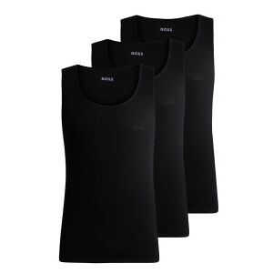 Bosstil Mænd. 50542132 Pack 3 Logo Embroidered T-Shirts Sort (S), Afslappet, Bomuld, Uden Ærmer/stropper Bosstil Mænd. 50542132 Pack 3 Logo Embroidered T-Shirts Sort (S), Afslappet, Bomuld, Uden Ærmer/stropper
