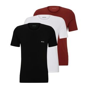 Bosstil Mænd. 50514977 Pakke Med 3 T-Shirts Klassisk Bomuld Sort, Hvid, Rødbrun (M), Afslappet, Korte Ærmer Bosstil Mænd. 50514977 Pakke Med 3 T-Shirts Klassisk Bomuld Sort, Hvid, Rødbrun (M), Afslappet, Korte Ærmer
