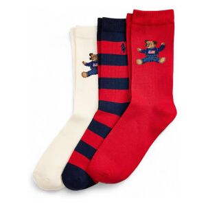 Polo Ralph Laurentil Piger. 448p03263001 Sæt Med 3 Par Sokker Med Bear Polo Rød, Hvid (S/m), Afslappet, Bomuld, Børnetøj Polo Ralph Laurentil Piger. 448p03263001 Sæt Med 3 Par Sokker Med Bear Polo Rød, Hvid (S/m), Afslappet, Bomuld, Børnetøj