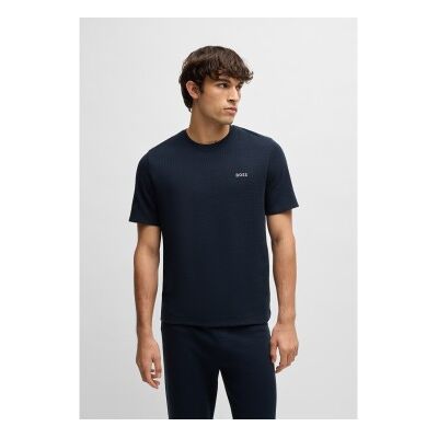 Bosstil Mænd. 50535891 Vaffel-T-Shirt Navy (S), Afslappet, Bomuld, Korte Ærmer, Blå Bosstil Mænd. 50535891 Vaffel-T-Shirt Navy (S), Afslappet, Bomuld, Korte Ærmer, Blå