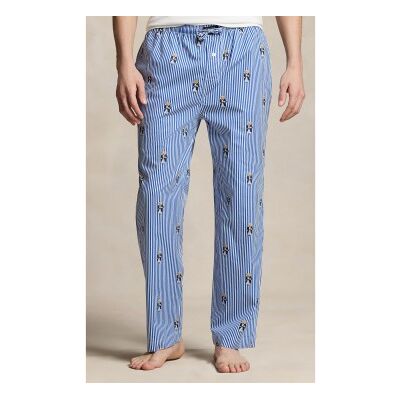 Polo Ralph Laurentil Mænd. 714899509051 Pyjamasbukser I Bomuld Med Blå Striber (S), Afslappet Polo Ralph Laurentil Mænd. 714899509051 Pyjamasbukser I Bomuld Med Blå Striber (S), Afslappet