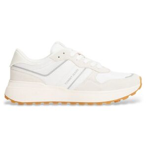 Tommy Jeanstil Kvinder. En0en02788 Sneakers I Læder Med Klamper, Hvide (40), Fast, Blonder, Casual Tommy Jeanstil Kvinder. En0en02788 Sneakers I Læder Med Klamper, Hvide (40), Fast, Blonder, Casual