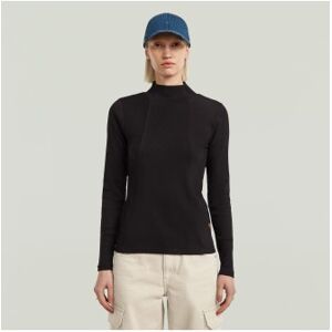 G-Startil Kvinder. D26905-E136-6484 A-Line T-Shirt Slim Rib Mock Sort (Xxs), Casual, Lange Ærmer, Økologisk Bomuld, Bæredygtig G-Startil Kvinder. D26905-E136-6484 A-Line T-Shirt Slim Rib Mock Sort (Xxs), Casual, Lange Ærmer, Økologisk Bomuld, Bæredygtig