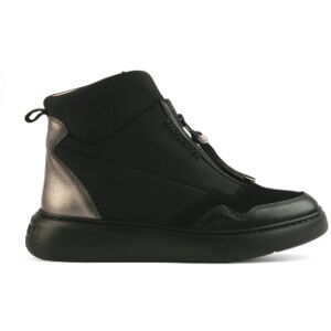 Hispanitastil Kvinder. Hi243654 Bolmet Sneakers I Læder (37), Sort, Fast, Lynlås, Casual Hispanitastil Kvinder. Hi243654 Bolmet Sneakers I Læder (37), Sort, Fast, Lynlås, Casual