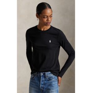 Polo Ralph Laurentil Kvinder. 211b14604004 Classic Fit Sort Strikket T-Shirt I Bomuld (Xxs), Casual, Lange Ærmer Polo Ralph Laurentil Kvinder. 211b14604004 Classic Fit Sort Strikket T-Shirt I Bomuld (Xxs), Casual, Lange Ærmer