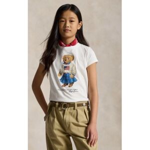 Polo Ralph Laurentil Piger. 313a98403001 Jersey-Strikket T-Shirt Med Hvid Polo Bear ((S) 7años= 130/134cm), Casual, Bomuld, Korte Ærmer, Bør Polo Ralph Laurentil Piger. 313a98403001 Jersey-Strikket T-Shirt Med Hvid Polo Bear ((S) 7años= 130/134cm), Casual, Bomuld, Korte Ærmer, Bør