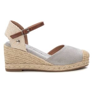 Xtitil Kvinder. 14074616-Plata Espadriller I Sølvfarvet Læder 140746 (38), 5-8 Cm, Ruskind, Spænder, Casual Xtitil Kvinder. 14074616-Plata Espadriller I Sølvfarvet Læder 140746 (38), 5-8 Cm, Ruskind, Spænder, Casual