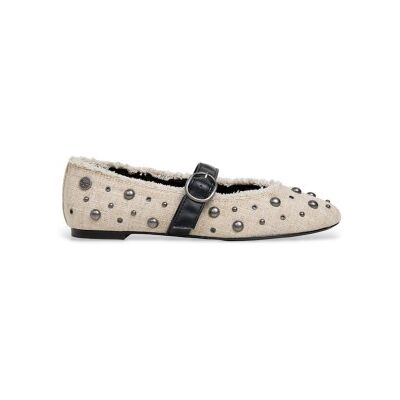 Pepe Jeanstil Kvinder. Pls100016 Off-White Charlotte Studs Sko (36), Hvid, Fast, Spænder, Casual, Klassisk Pepe Jeanstil Kvinder. Pls100016 Off-White Charlotte Studs Sko (36), Hvid, Fast, Spænder, Casual, Klassisk