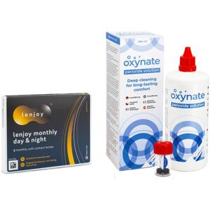 Lenjoy kontaktlinser Lenjoy Monthly Day & Night (3 linser) + Oxynate Peroxide 380 ml med etui