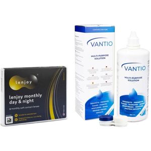 Lenjoy kontaktlinser Lenjoy Monthly Day & Night (3 linser) + Vantio Multi-Purpose 360 ml med etui