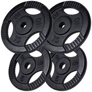 Gorilla Sports Vægtskiver Trigrip Black - 2x10kg 2x5kg