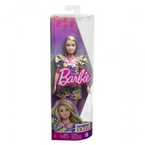 Mattel Barbie Fashionista Yellow Blue Floral Dress
