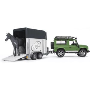 Bruder Land Rover Defender Station Wagon with horse trailer + 1 horse