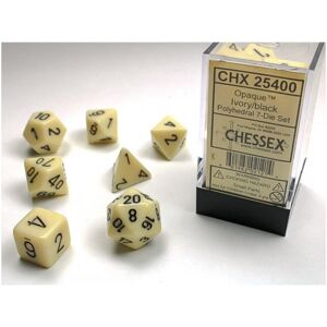 Chessex Dice Set 7 Opaque Ivory/Black