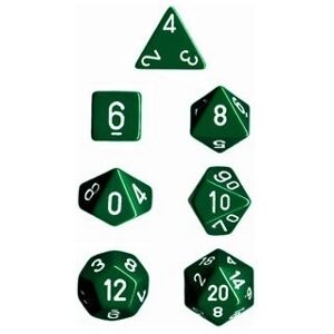 Chessex Dice Set 7 Opaque Green/White