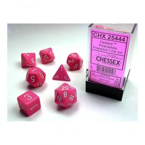 Chessex Dice Set 7 Opaque Pink/White