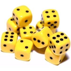 Chessex Dice Set D6 Opaque Yellow/Black 16 mm