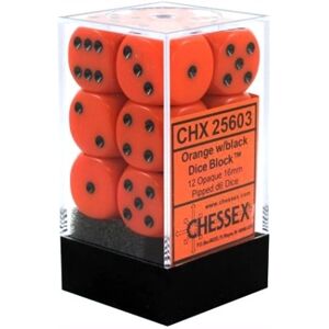 Chessex Dice Set D6 Opaque Orange/Black 16 mm