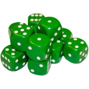 Chessex Dice Set D6 Opaque Green/White 16 mm