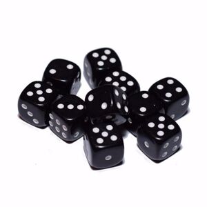 Chessex Dice Set D6 Opaque Black/White 16 mm