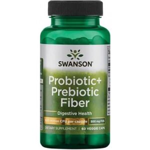 Swanson Probiotika + Præbiotisk Fiber - 60 Vegetabilske Kapsler