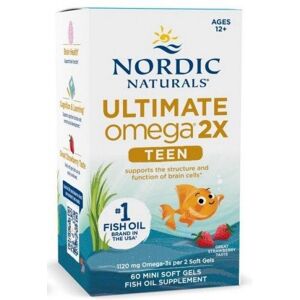 Nordic Naturals Omega 2X Fiskolie til Teenagere - Jordbær Nordic Naturals Omega 2X Fiskolie til Teenagere - Jordbær