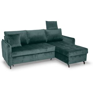 My Home Jessica Sovesofa, Grøn Velour M. Sorte Metalben (Vendbar) 92 Cm 224 Cm