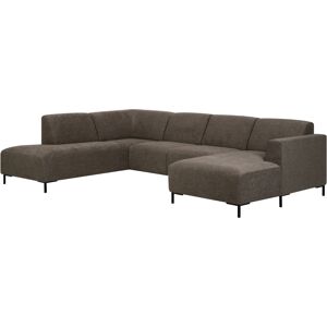 My Home Marley U-sofa M. Chaiselong Og Open-end, Mokkafarvet Stof (Venstrevendt) 78 Cm 300 Cm