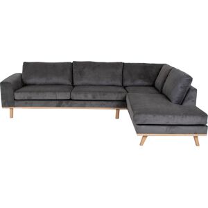 My Home Bella 2,5 Pers. Sofa M. Openend, Grå Fløjl (Højrevendt) 85 Cm 292 Cm