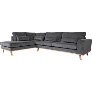 My Home Bella 2,5 Pers. Sofa M. Open-end, Grå Fløjl (Venstrevendt) 85 Cm 292 Cm