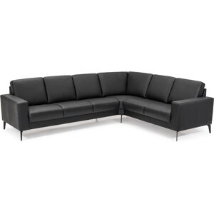 My Home Hixon 6 Pers. Hjørnesofa, Sort Læder (Venstrevendt) 88 Cm 290 Cm