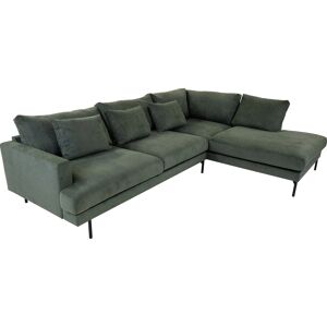 My Home Belis 3 Pers Sofa M. Openend, Grøn Fløjl, (Højrevendt) 87 Cm 293 Cm