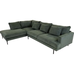 My Home Belis 3 Pers Sofa M. Openend, Grøn Fløjl (Venstrevendt) 87 Cm 293 Cm