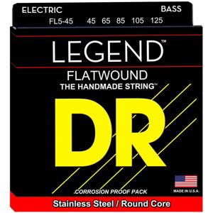 DR Strings FL5-45 Legend Flat-Wound 5-strenget bas-strenge, 045-125