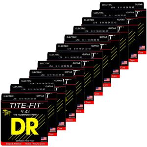 DR Strings LT-9 Tite-fit el-guitar-strenge, 009-042, 12-pack