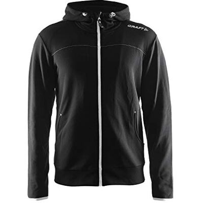 Craft Leisure 1901692-9920 Men's Sweatshirt Full Zip Hood, Black / Silver, S Craft Leisure 1901692-9920 Men's Sweatshirt Full Zip Hood, Black / Silver, S