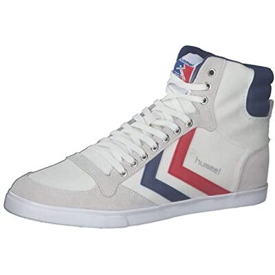 hummel Unisex Slimmer Stadil Tonal High Trainers, White Blue Red Gum, 44 EU hummel Unisex Slimmer Stadil Tonal High Trainers, White Blue Red Gum, 44 EU