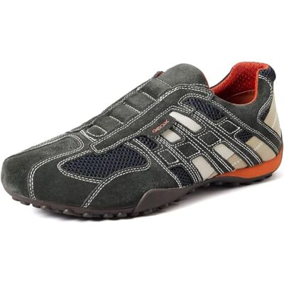 Geox Men's Uomo Snake L Trainers, Dk Grey Off White Geox Men's Uomo Snake L Trainers, Dk Grey Off White