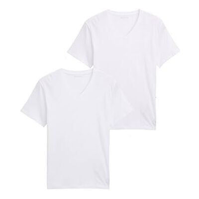 TOM TAILOR Men's V-Neck T-Shirt Twin Pack, 20000 White TOM TAILOR Men's V-Neck T-Shirt Twin Pack, 20000 White