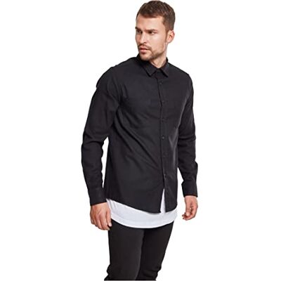 Urban Classics Men's Casual Checked Flannel Shirt with 2 Chest Pockets (Checked Flanell Shirt) Multicoloured (Blk/Blk), size: xl Urban Classics Men's Casual Checked Flannel Shirt with 2 Chest Pockets (Checked Flanell Shirt) Multicoloured (Blk/Blk), size: xl