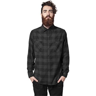 Urban Classics Men's Casual Checked Flannel Shirt with 2 Chest Pockets (Checked Flanell Shirt) Multicoloured (Blk/Cha), size: s Urban Classics Men's Casual Checked Flannel Shirt with 2 Chest Pockets (Checked Flanell Shirt) Multicoloured (Blk/Cha), size: s