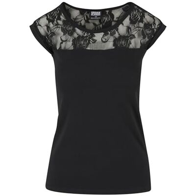 Urban Classics Women's Ladies Top Laces Tee T-Shirt, Black (black 7), 16 Urban Classics Women's Ladies Top Laces Tee T-Shirt, Black (black 7), 16