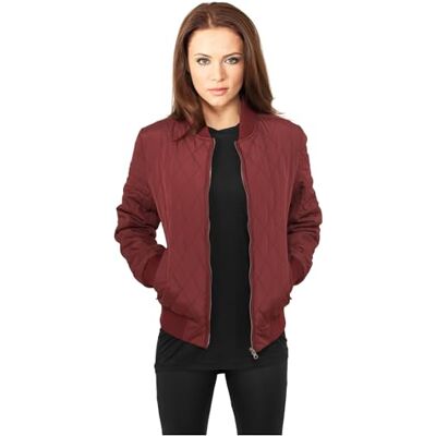 Urban Classics Women’s Jacket, Diamond Quilt Nylon Jacket (Ladies Diamond Quilt Nylon Jacket) Red (burgundy 606) Plain, size: XS Urban Classics Women’s Jacket, Diamond Quilt Nylon Jacket (Ladies Diamond Quilt Nylon Jacket) Red (burgundy 606) Plain, size: XS