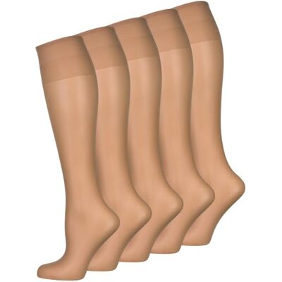Nur Die Women's 5er Knie Seidenfein 626969 15 DEN Knee-High Socks, Brown (Bronze 213), One size (Manufacturer size: one size) Nur Die Women's 5er Knie Seidenfein 626969 15 DEN Knee-High Socks, Brown (Bronze 213), One size (Manufacturer size: one size)