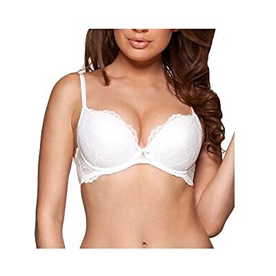 Gossard Superboost Plunge White Lace Bra Plunge Women's Bra White 30G Gossard Superboost Plunge White Lace Bra Plunge Women's Bra White 30G