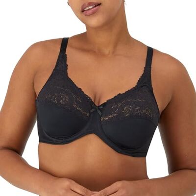 Bali Maidenform Women's Tailored with Lace Trim Minimiser Everyday Bra, Black, 40C Bali Maidenform Women's Tailored with Lace Trim Minimiser Everyday Bra, Black, 40C